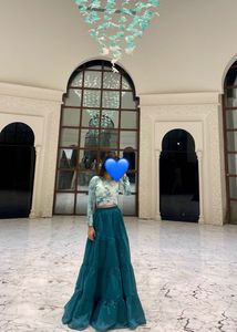 Teal Tiered Skirt &amp; Tie-Dye Crop Top