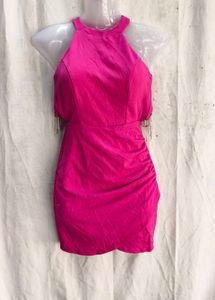 60209. Hot Ruched Mini Dress with Back Chain