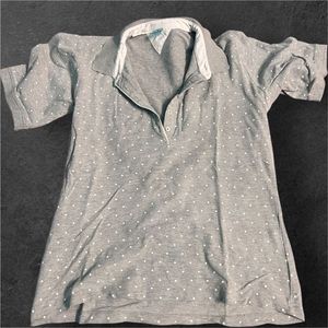 Gray Polka Dot Polo Shirt