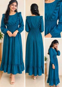 Elegant Teal Maxi Dress with Ruffles