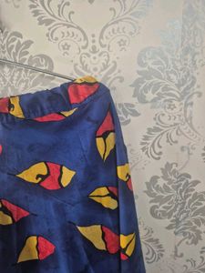 Vibrant Blue Ethnic Print Skirt