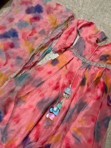 Vibrant Tie-Dye Anarkali gown