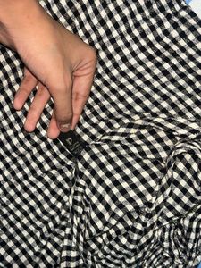 Black &amp; White Gingham Cold Shoulder Top