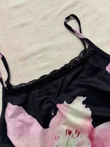 floral beachy black dress