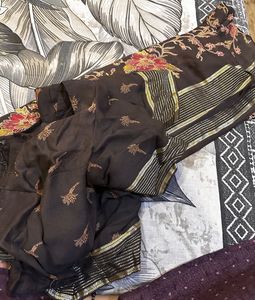 Brown saree with blouse