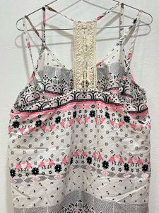 MAX Patterned Tank Top with Lace Detail