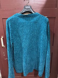 Teal V-Neck Textured Sweater