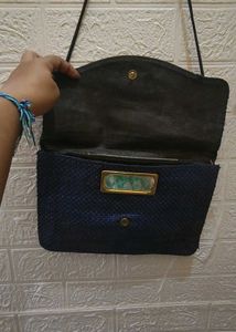Blue Woven Clutch Bag