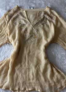 Embellished Yellow Kurta Top