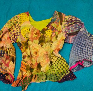 women multi colour plazo choli