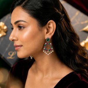 Boho Earrings with Stones &amp; Pearls Set of 3