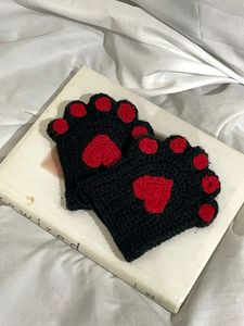 Crochet  Catpaw  Fingerless  Gloves