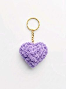 Aesthetic Handmade Purple Fuzzy Heart Keychain - S
