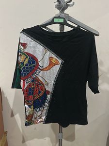 Unique Printed Black T-Shirt