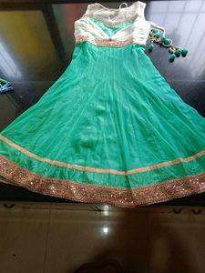 Stunning Teal Ethnic Gown with Sequins