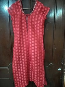 Red Net Kurti
