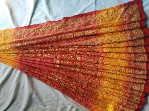 Red &amp; Gold Embroidered Saree