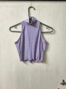 Lilac Cropped Turtleneck Top
