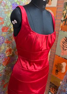 Stunning Red Satin Bodycon Dress