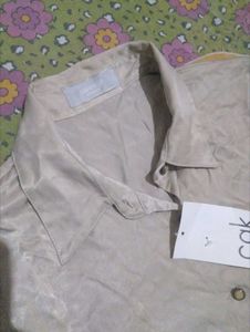 Women's Beige Button-Up Shirt