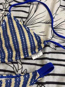 Striped Bikini Set with Pants