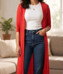 Chic Longline Red Cardigan