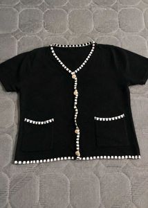 Black Button-Up korean Cardigan Top
