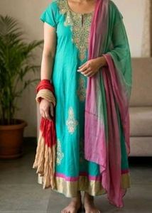 Teal Kurta Set with Dupatta