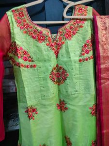 Elegant Light Green Embroidered Kurta Set
