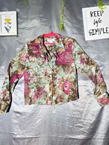 Vintage Floral Print Long Sleeve Top