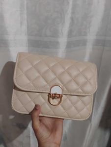 Elegant Beige Quilted Sling Bag for Women ✨