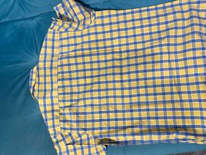 Men's Yellow Check Half Shirt