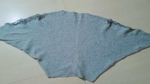 Grey Embroidered Sleeve Sweater top