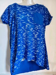 Stylish Blue Abstract Print Top Size M-L 36"-38"