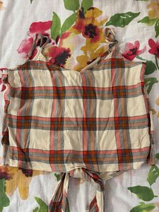 ONLY Plaid Tie-Front Camisole Top