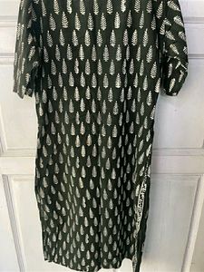 Printed Black Cotton Kurti