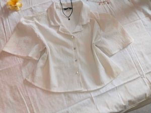 Chic White Textured Puff Sleeve Top