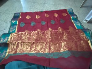 marron color saree