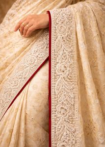Golden Saari with cutwork border original baraso