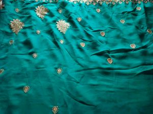 Elegant Teal Embroidered Saree