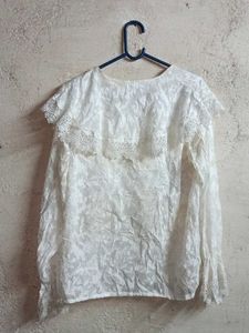 Partywear Top Layered Blouson White