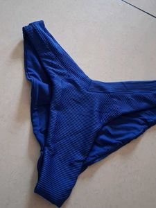 L Blue Textured Bikini Bottom