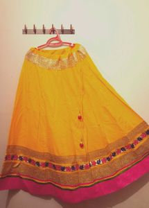 Vibrant Yellow Embroidered Ethnic Skirt