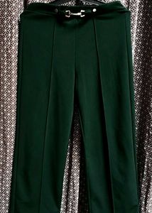 Dark Green Formal Trouser | High Waist Office Wear