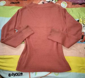Ribbed Knit Mock Neck Sweatshirt