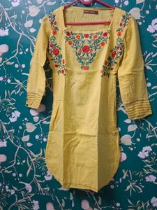 Yellow Embroidered Kurta