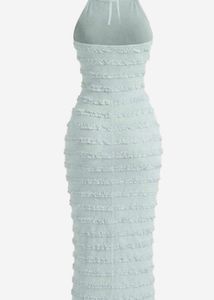 Textured Halter Neck Fitted Maxi