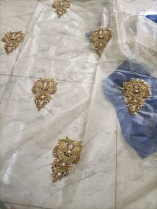 Beautiful Blue Saree With Netted