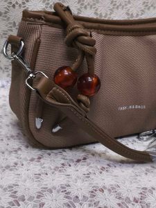 Chic Grey Handbag with Cherry Charms