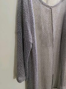 Elegant Silver Knit Cardigan